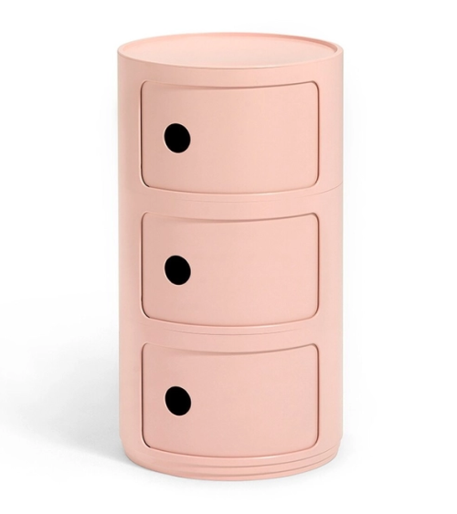 Maniac Officiel : Meuble Componibili Bio 3 Tiroirs Rose Mat Kartell