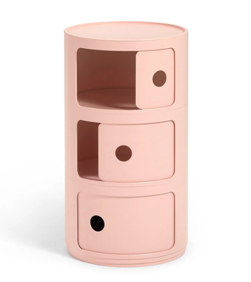 Maniac Officiel : Meuble Componibili Bio 3 Tiroirs Rose Mat Kartell